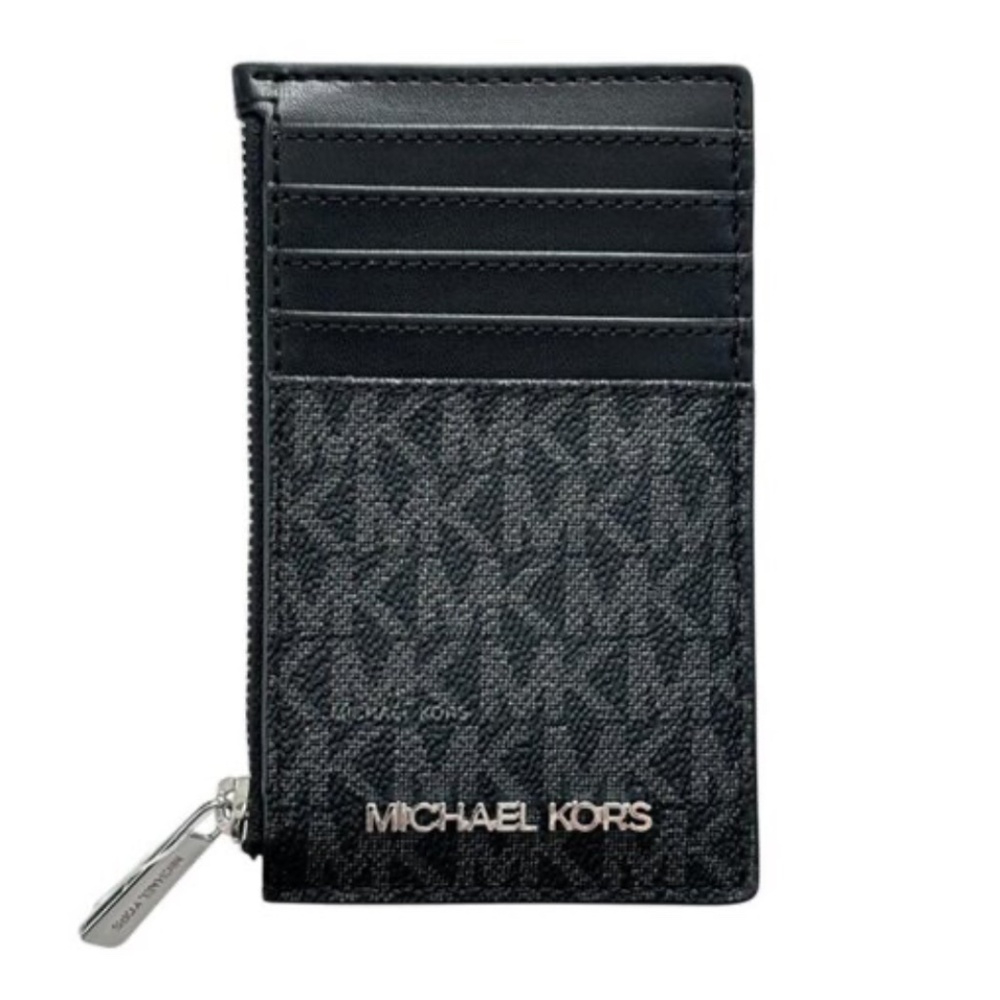 NWT Michael Kors Cooper Slim Signature Logo MK Monigram Black Wallet Card Holder